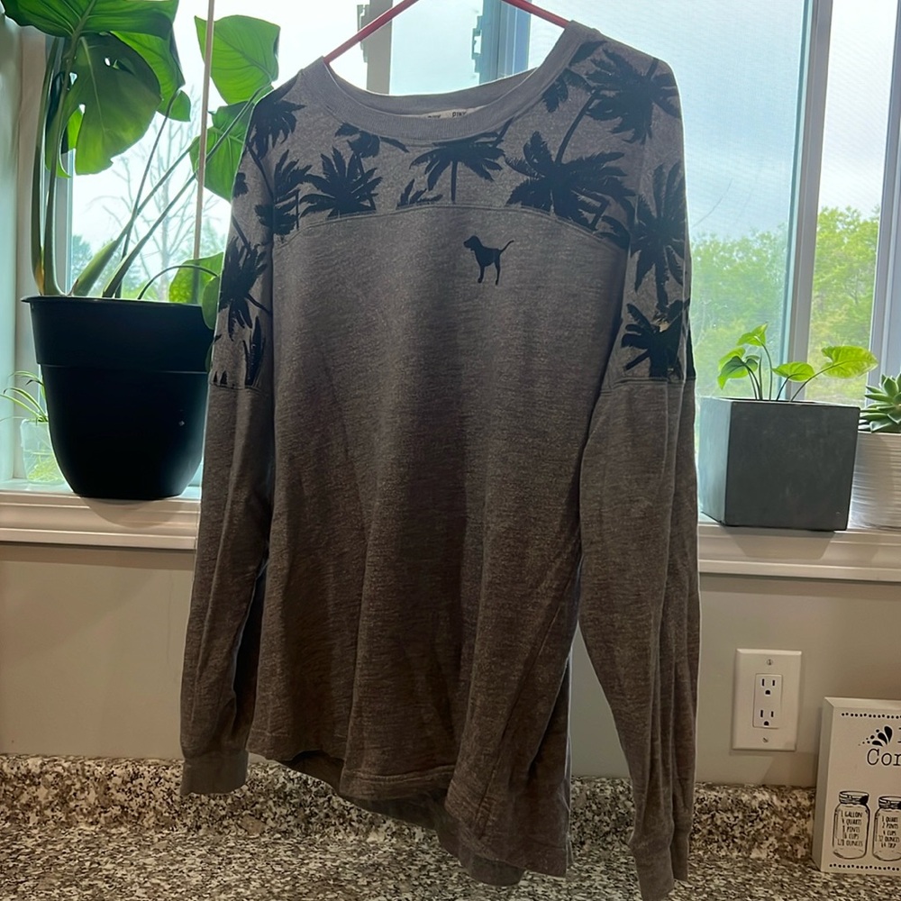 Grey and black pink pullover sweater